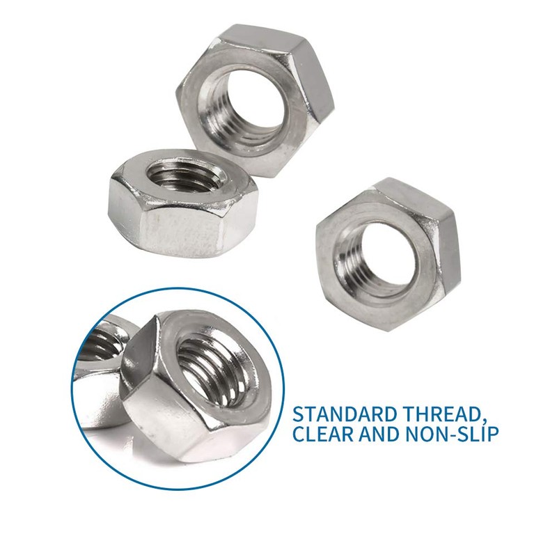 Hooshing 100PCS 1/4"-20 Stianless Hex Nuts 304 18-8 Stainless Steel
