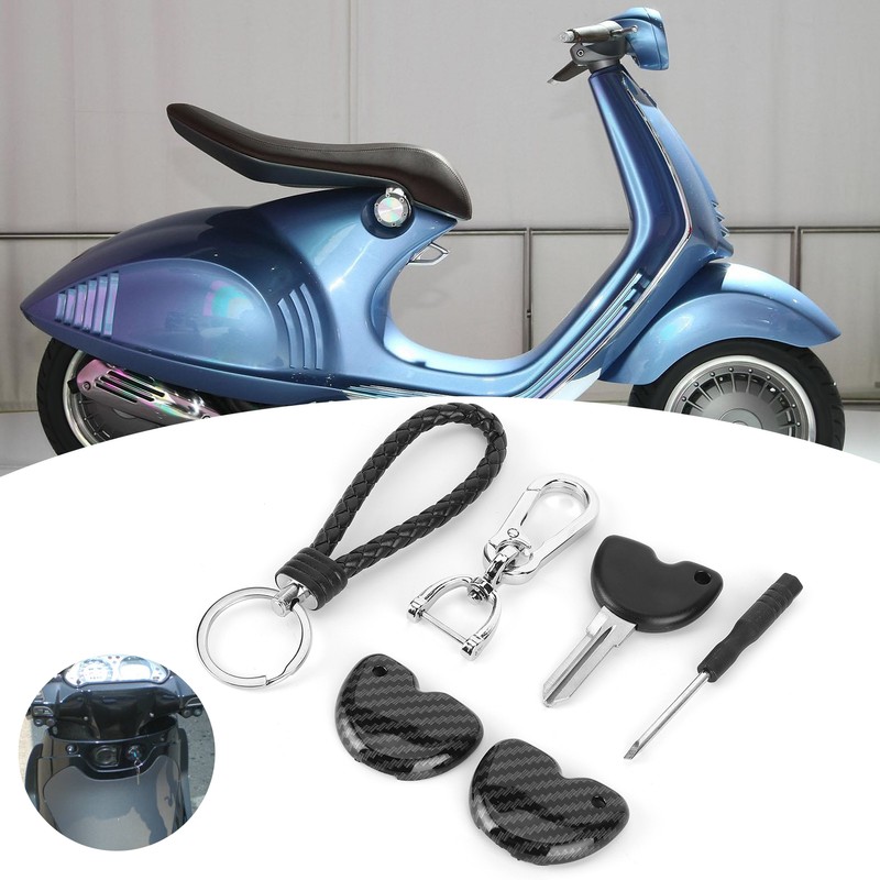 Uncut Blade Key Motorcycle Ignition Starting Carbon Fiber Style Case