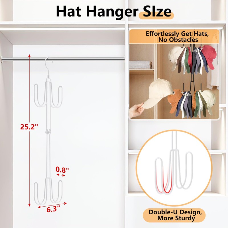 NANATI Hat Hangers for Closet, 1 Pack Stainless Steel Hat