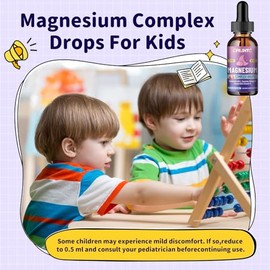 Kids Magnesium Liquid Drops-Magnesium Glycinate Liquid for Kids Supplement-w/L-theanine, Omega-3, Vitamin B6, D3 - for Sleep, Relaxation, Brain, Bones