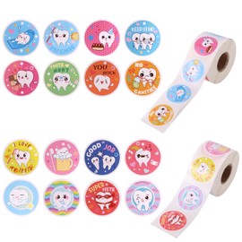 Tinoaly 1000pcs Dental Stickers, 1.5in Cute Tooth Stickers in 16 Styles Dentist Reward Prize Dental Hygiene Decoration for School Home Teacher Parents