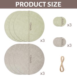 Round Placemats Set of 6 Circle Placemats 13 Inch Faux Leather Heat Resistant Round Table Mats with Coaster, Waterproof Anti-Slip Vinyl Placemat for Indoor & Outdoor Use