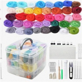 Joyeee Woolly Creations: Complete Needle Felting Kit - 40 Colors, Storage Case, Tools,