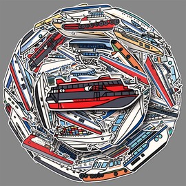 Cruise Ship Stickers 50pcs Cute Waterproof Boat Stickers for Water Bottle Laptop Skateboard Scrapbook Guitar Computer Motorcycle Car,Vinyl Trendy Transportation Ship Stickers for Teens Kids Adults