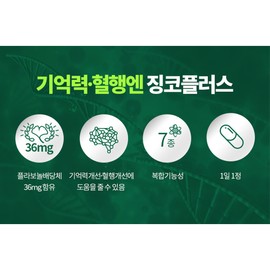 For memory and blood circulation, 2 boxes of Ginkgo Biloba Plus, about 2 months' worth of flavonol glycoside Ginkgo / 기억력 혈행엔 은행잎플러스 2박스 약2개월분 플라보놀배당체 징코