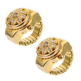 Artibetter Pack of 2 Watch with Diamond Ring Watch Ring Gift for Girls Clear Folding Awning Digital Watch Men's Watches Casual Watch Unique Watch Watch Watch Ring Watch Finger Watch Shell Zinc Alloy