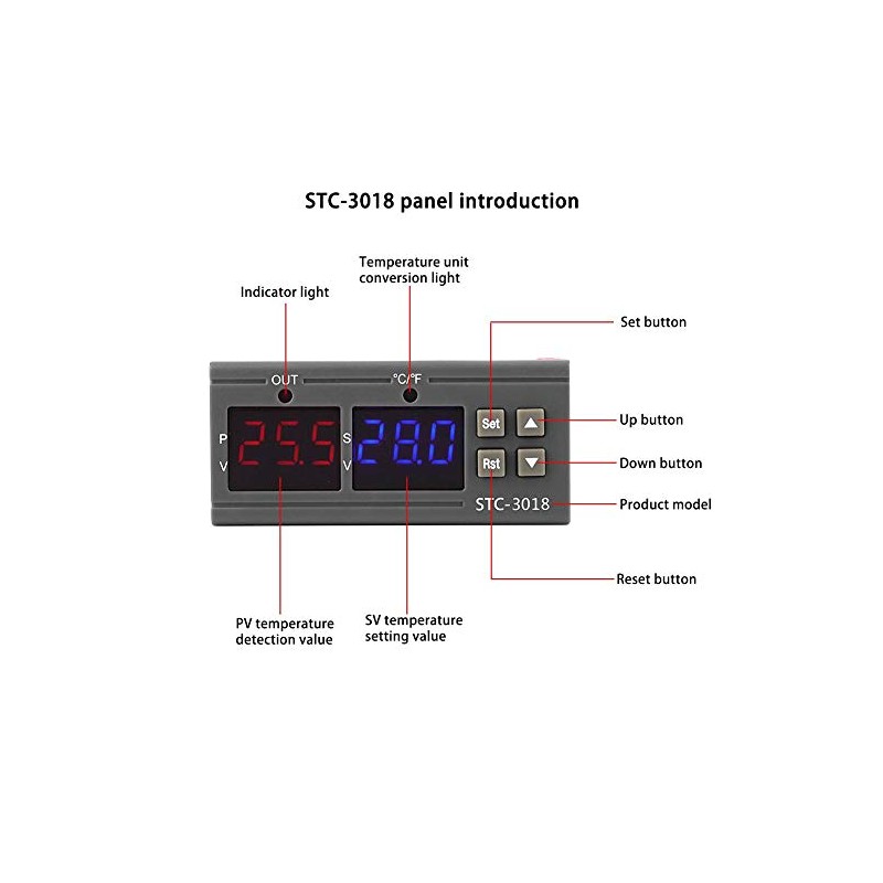 driver digital de temperatura, STC-3018, driver digital de temperatura LED,