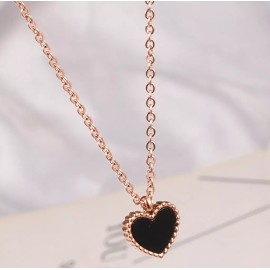 DAINTY Gold Plate Titanium Stainless Steel Rose Gold Heart Love Pendant Necklace 16-18"