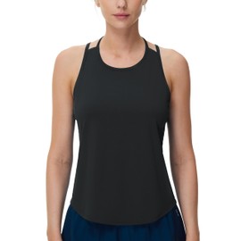 Dragon Fit Women's Athletic Tank Tops Yoga Workout Racerback Tops Quick Dry Running Sleeveless Shirts Black