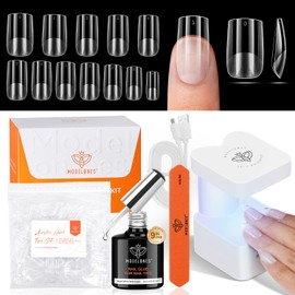 MODELONES Nageltips and Glue Gel Kit, 216 Pcs Full Cover Nail Tips Set, Nagelkleber & Mini Uv Lampe, 12 Größen für Nagelverlängerung DIY Salon Geschenke