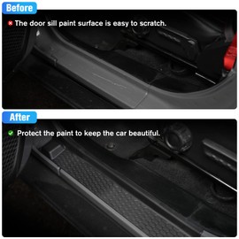 LitMiRaCle Door Sill Guard Kit Car Anti-Scratch Threshold Protector Door Entry Guard Scuff Plate Cover Compatible with Jeep Wrangler JL JLU 2018-2024 & Jeep Gladiator JT 2020-2022