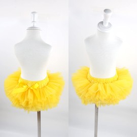 HOOLCHEAN Infant Toddler Baby Girls Super Soft Fluffy Tutu Skirt and Headband Set with Diaper Cover Bloomer Yellow 1, 0-6 Months