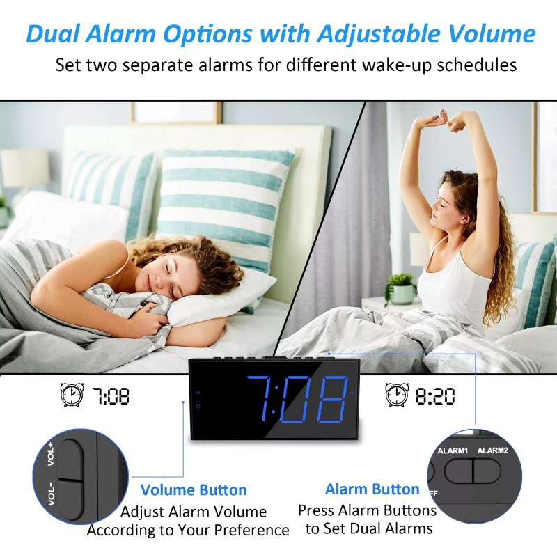 Roxicosly Super Loud Alarm Clock with Bed Shaker, Vibrating Alarm