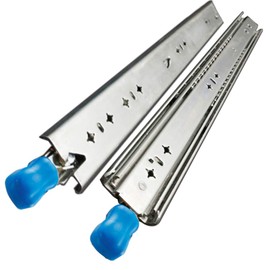 VADANIA 36" Heavy Duty Drawer Slide with Lock #VD2053, 2" Width Up to 125lb Load Capacity, 3-Fold Full Extension, Ball Bearing Lock-in & Lock-Out, Side Mount, 1-Pair