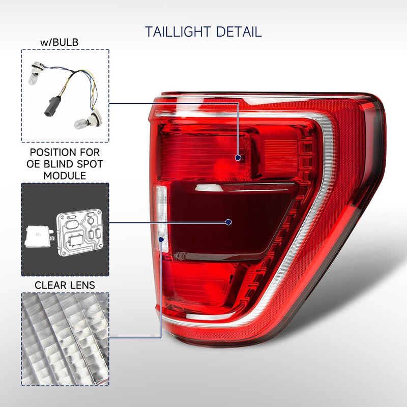 Tail Light Assembly Compatible with Ford F150 XL XLT 2021