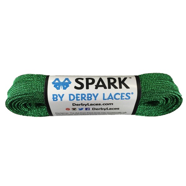 Derby Laces Green Spark Shoelace for Shoes, Skates, Boots, Roller Derby, Hockey and Ice Skates (120 Inch / 305 cm)