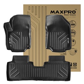 MAXPRO Floor Liner Compatible with GMC Terrain (2019-2024). Custom-fit, Heavy-Duty, All-Weather mats. Waterproof for Tough Conditions. 1st and 2nd Row Custom Floor Mats.