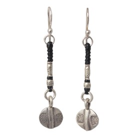 NOVICA Artisan Handmade Silver Dangle Earrings Unique Hill Tribe Fine Sterling No Stone Thailand Bohemian [2 in L x 0.4 in W] ' Tribal Art'