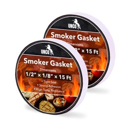 UNCO Smoker Gasket, 2 Pack, 15 ft, 1/2" x 1/8", High Temp, Black