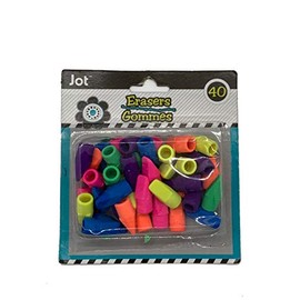 40 Erasers in Assorted Colors Fits on Your Pencil By Greenbrier International,