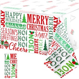 WovWeave 1 Pcs Christmas Tablecloth Christmas Party Tablecloth Decorations Plastic Christmas Table Covers Spill Proof and Disposable Table Cover for Winter Christmas Holiday Party Supplies 54x108 in