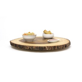 Lipper International Acacia Wood Large Slab Lazy Susan with Bark Rim