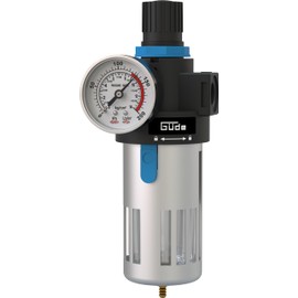 Güde Pressure Regulator 3/8 (Connection Thread IG 3/8 Inch, Max. Working Pressure 10 Bar, for Attaching to a Compressor, Working Pressure Adjustment, Cleans & Filters the Compressed Air, Includes