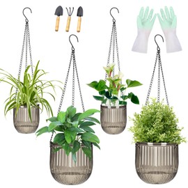 JxyHauteresce Self Watering Planters for Indoor Plants & Outdoor Plants Hanging Basket for Plants Modern Air Plant Pots with Drainage, Adjustable Hooks for Home, Balcony, Garden Décor Grey