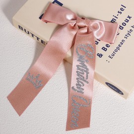 5" Birthday Queen Hair Bows with Long Tail Glitter Rose Gold Ribbon Bow-Knot Hair Clips Alligator Barrettes for Women Girls Birthday Party Dress Decor Accessory Gift