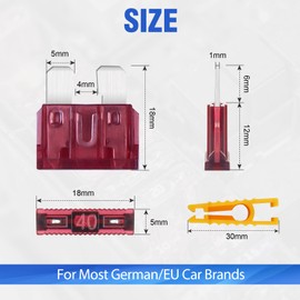 20 Pieces 40A Standard Car Fuses, Bolatus Blade Fuses Car Fuses Car Fuses Plug Fuse Blade Fuses Set with 1 Fuse Puller