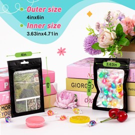 Funfery 300 Pack Resealable Bags for Food Storage,4x6 inch Black Mylar Clear Bags Packaging Bags for Edibles,Odorless Scent Proof Bags for Cookies,Zipper Foil Pouch Bags for Small Business