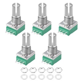 sourcing map Potentiometer B20K Ohm Variable Resistors Single Turn Rotary Carbon Film Taper RV097NS 5pcs