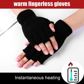 YUFFQOPC 2 Pair Half Finger Gloves, Unisex Fingerless Gloves Men Winter Knitted Fingerless Mittens Typing Gloves Warm Knit Half Finger Gloves for Women Heated Work Gloves for Outdoor In Common Size