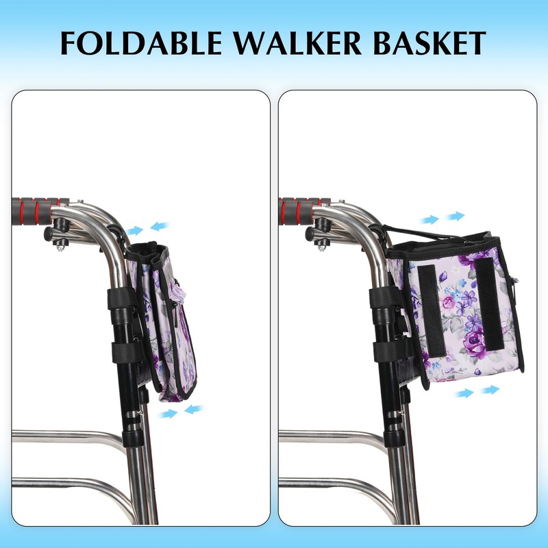 Walker Basket for Folding Walker –Accessories Storage Bag Organizer Pouch