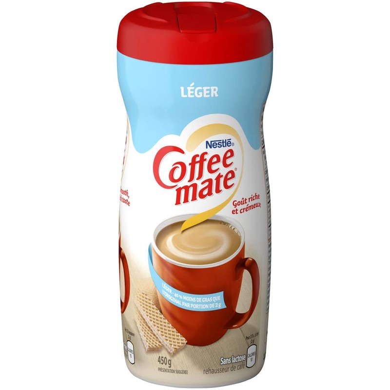 COFFEE-MATE Powder Light (50% Less Fat), Coffee Whitener, 450g Canister