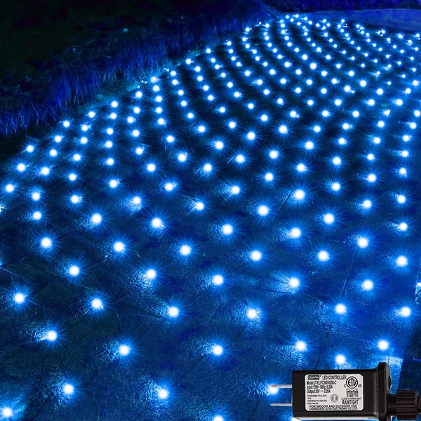 OYCBUZO 300LED Blue Net Lights,14.8ftx5ft 8 Modes Connectable Christmas Mesh