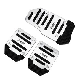 TOTMOX 3Pcs/Set Non-Slip Car Auto Aluminium Foot Treadle Silver Pedals Cover Pad, Silver