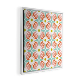 Deny Designs Heather Dutton Crazy Daisy Sorbet White Framed Art Canvas, 8" x 10", Blue