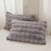 chovy Gray Rabbit Plush Faux Fur Bread Grid Comforter Sets