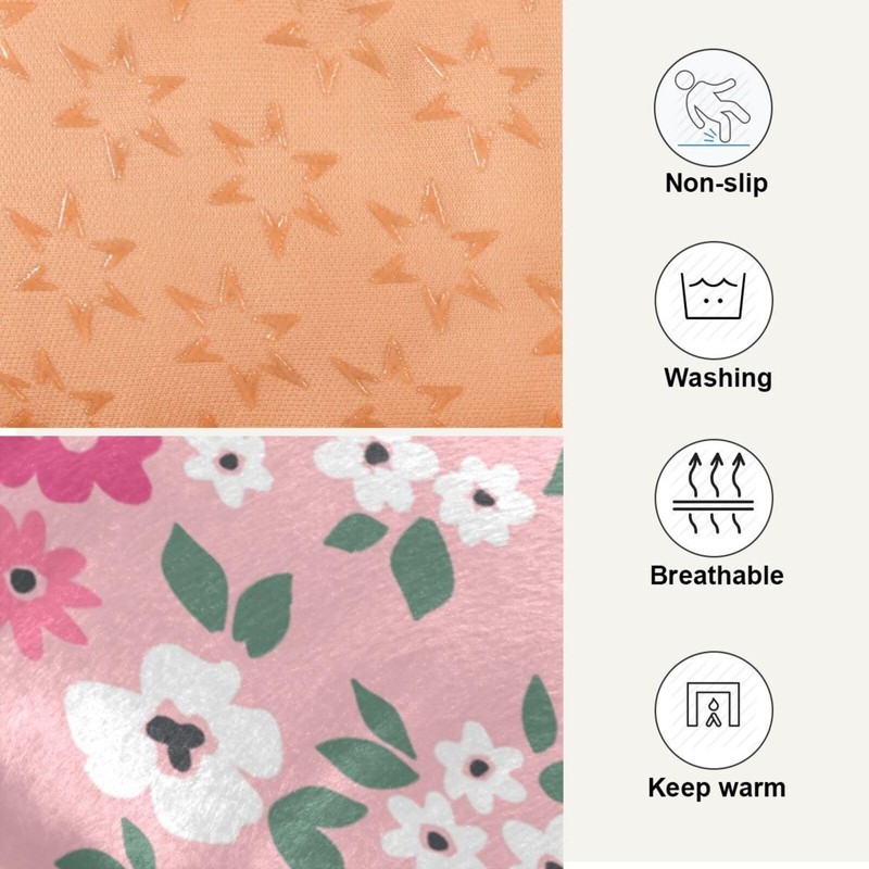 Coikll Pink Floral Pet Bed Pad Soft Dog Bed Mat
