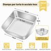 Set di 2 stampi quadrati per torte, in acciaio inox,