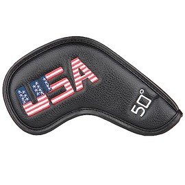 Golf Builder 1pc Black Leather USA Golf Club Wedge Head Cover fit Right Hand Wedges 50 Degree