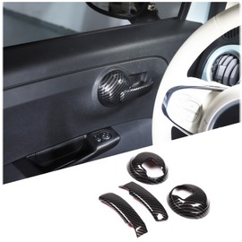 METYOUCAR Car Door Pull Handle Compatible with Fiat 500 2010-2021 Cab and Passenger Interior Door Handle Trim Cover ABS Car Door Handle Protectors Cap 4PCS (Carbon Fiber Pattern)