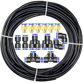 ERGAOBOY Black 10M Polyurethane PU Air Hose Pipe Tube Kit,6mm OD x 4mm ID with 14 Connector Kits