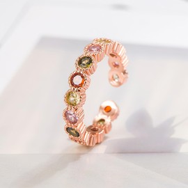 Anillo de Mujer TREE NEST Anillo Ajustable para Mujer con Turmalina de Color, Anillos de Mujer Brillante y Elegante Anillo de Boda, Regalo Ideal para Mujeres Tamaño Universal