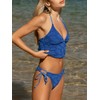 seamoly Terry Cloth Jacquard Floral Halter Tie Side Tankini Set,