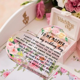 Chunful Gifts for Mother of the Bride Mother of the Bride Gifts from Daughter Thank You for Being the Best Mom Acrylic Heart Keepsake Wedding Gift from Daughter Thank You Gift(Flower)