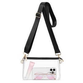 HULISEN Clear Purse for Women, Enlarged Black Clear Bag for Stadium Events, Stadium Approved Crossbody Bag for Events Concert
