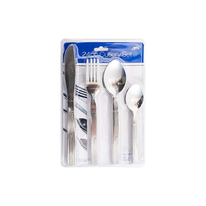24pc Stainless Steel Cutlery Set in Blister Card, Silver