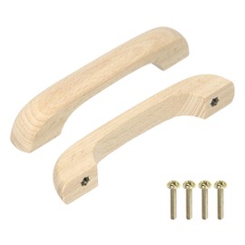 QUARKZMAN Set of 6 Wooden Drawer Handles 96 mm/378 Hole Spacing Beech Wood Kitchen Cabinet Knobs Handle Chest of Drawers Furniture Wood Colour